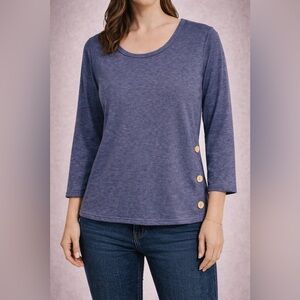 Women’s “Misia” 3/4 Sleeve Navy Blue Top